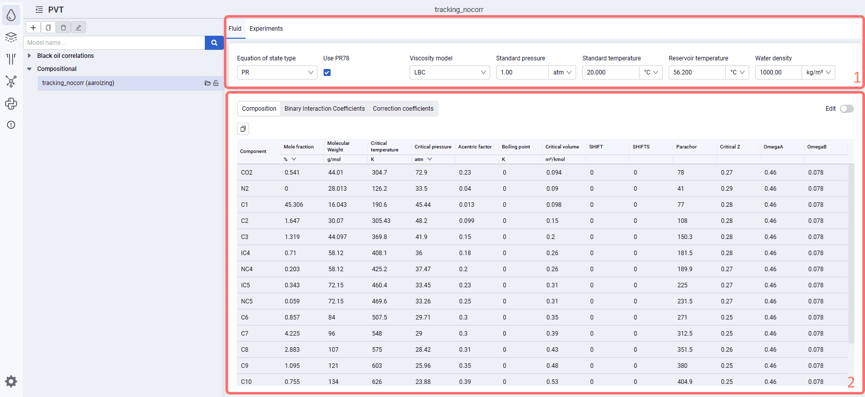Fluid model input data, illustration 1