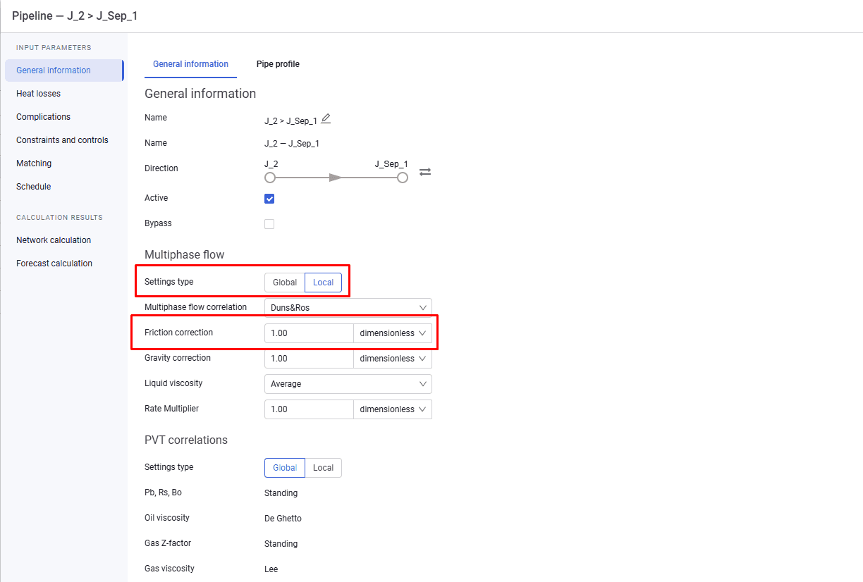 Matching the system to actual data using pipeline correction factors, illustration 2